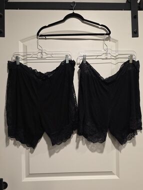 SHEIN Black Lace-Trim Lounge Shorts - 3 Pair